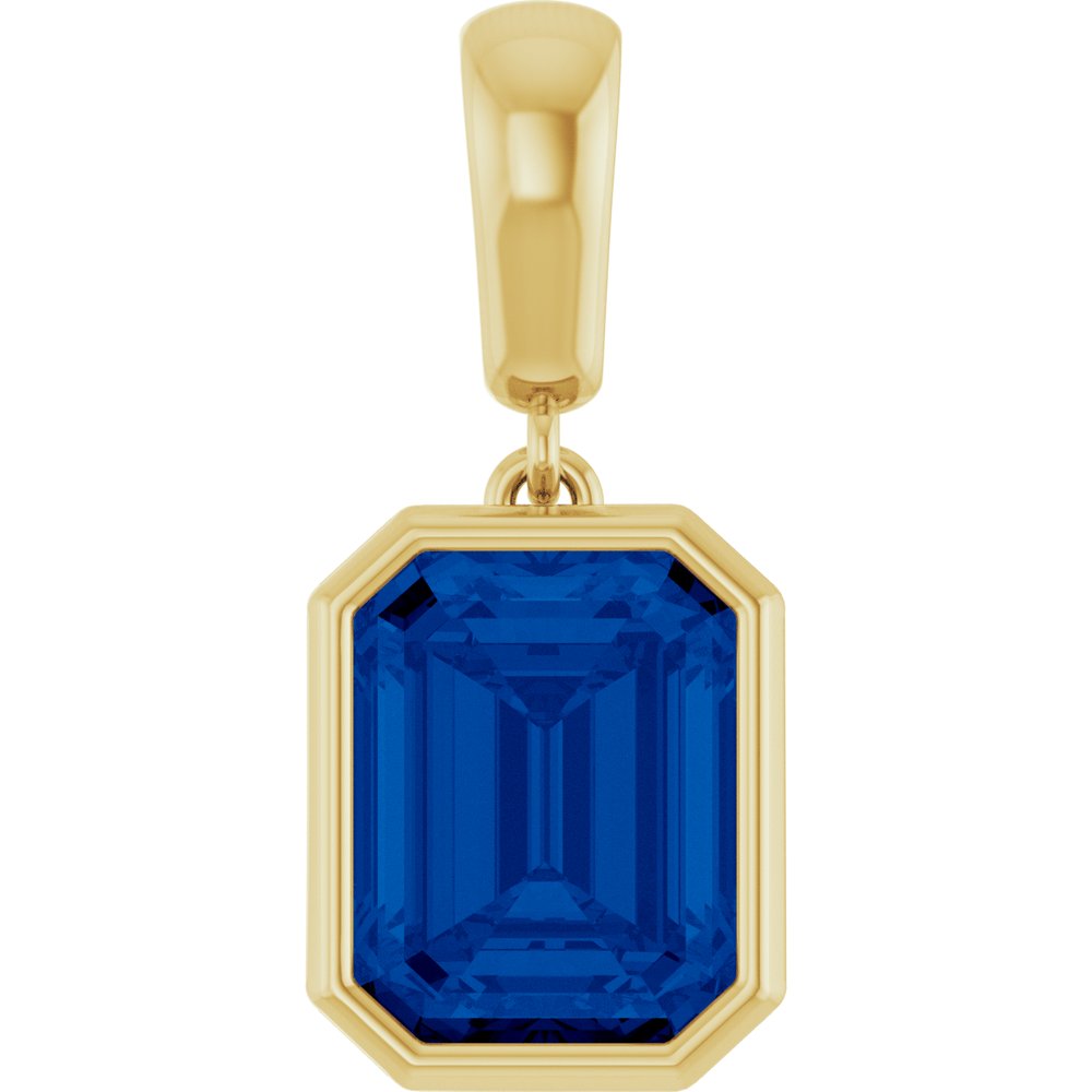 14K Yellow Gold Lab-Grown Blue Sapphire Charm/Pendant
