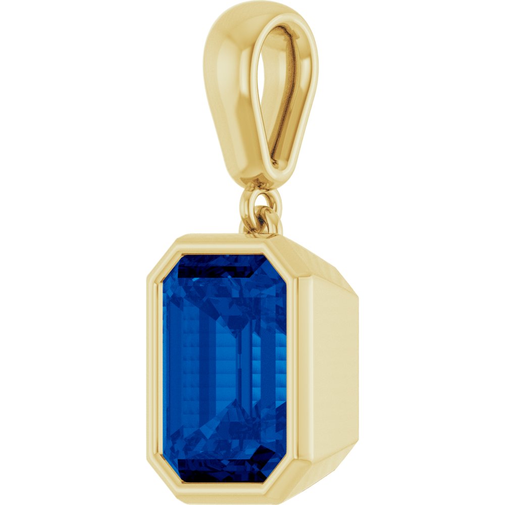 14K Yellow Gold Lab-Grown Blue Sapphire Charm/Pendant
