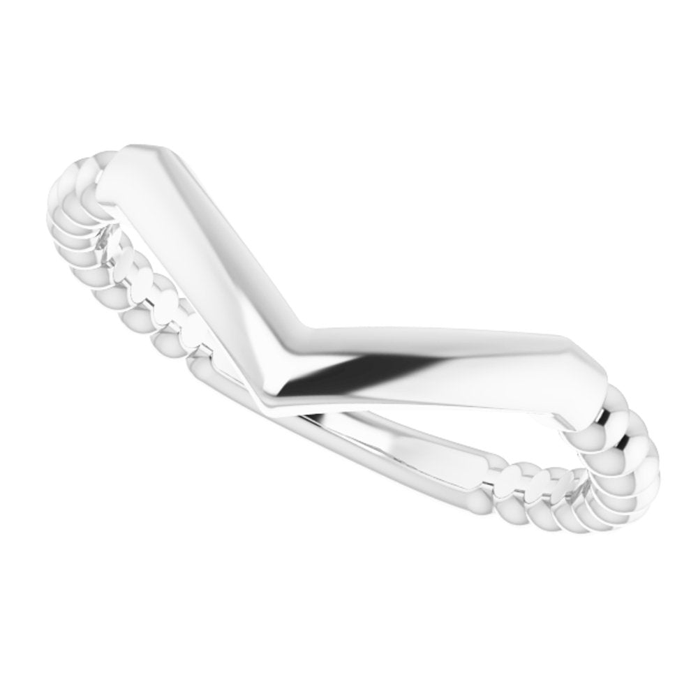 Sterling Silver Stackable Beaded V-Ring