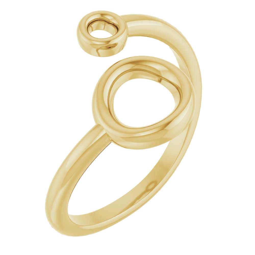 14K Yellow Double Circle Bypass Ring