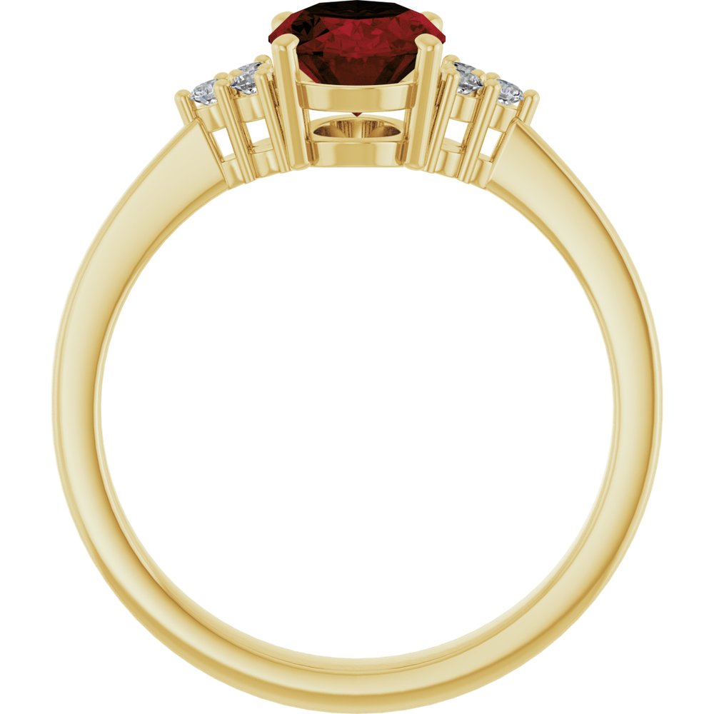 14K Yellow Gold Natural Mozambique Garnet and 1/10 CTW Lab-Grown Diamond Ring
