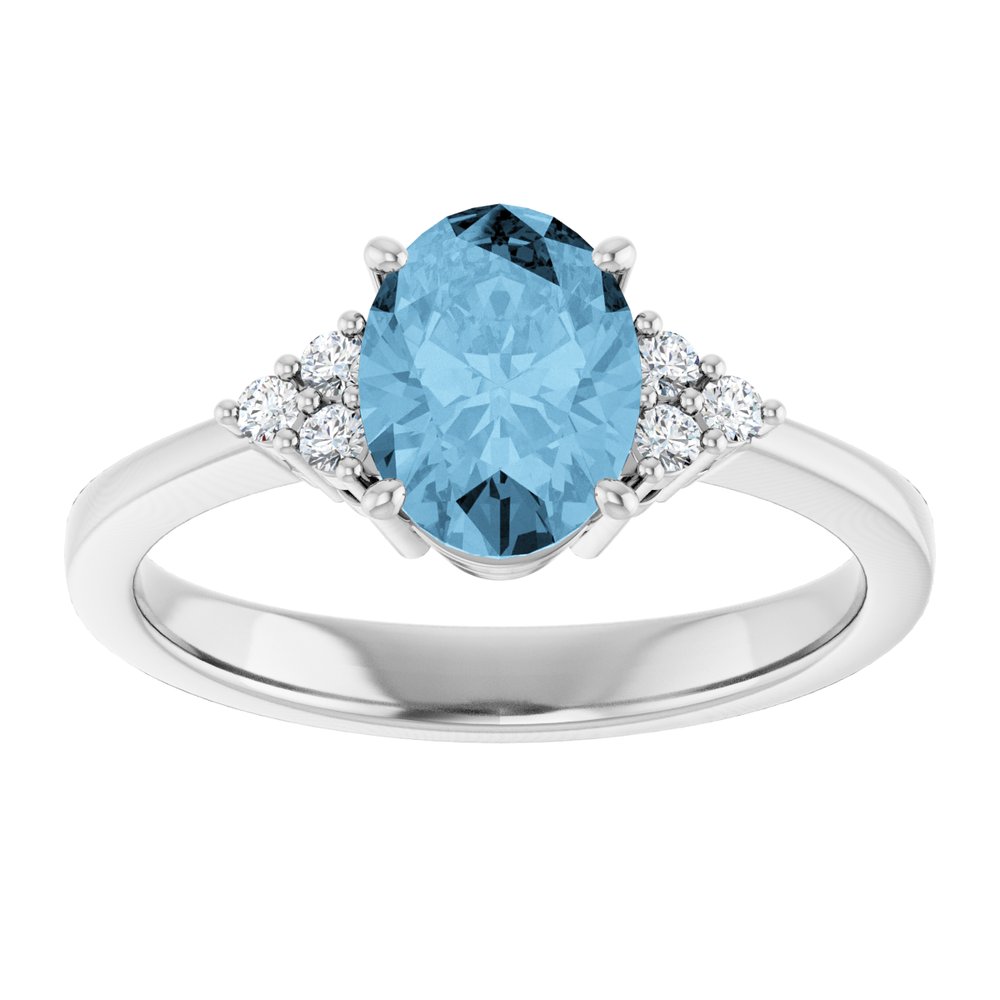 14K White Gold Natural Sky Blue Topaz and 1/10 CTW Lab-Grown Diamond Ring