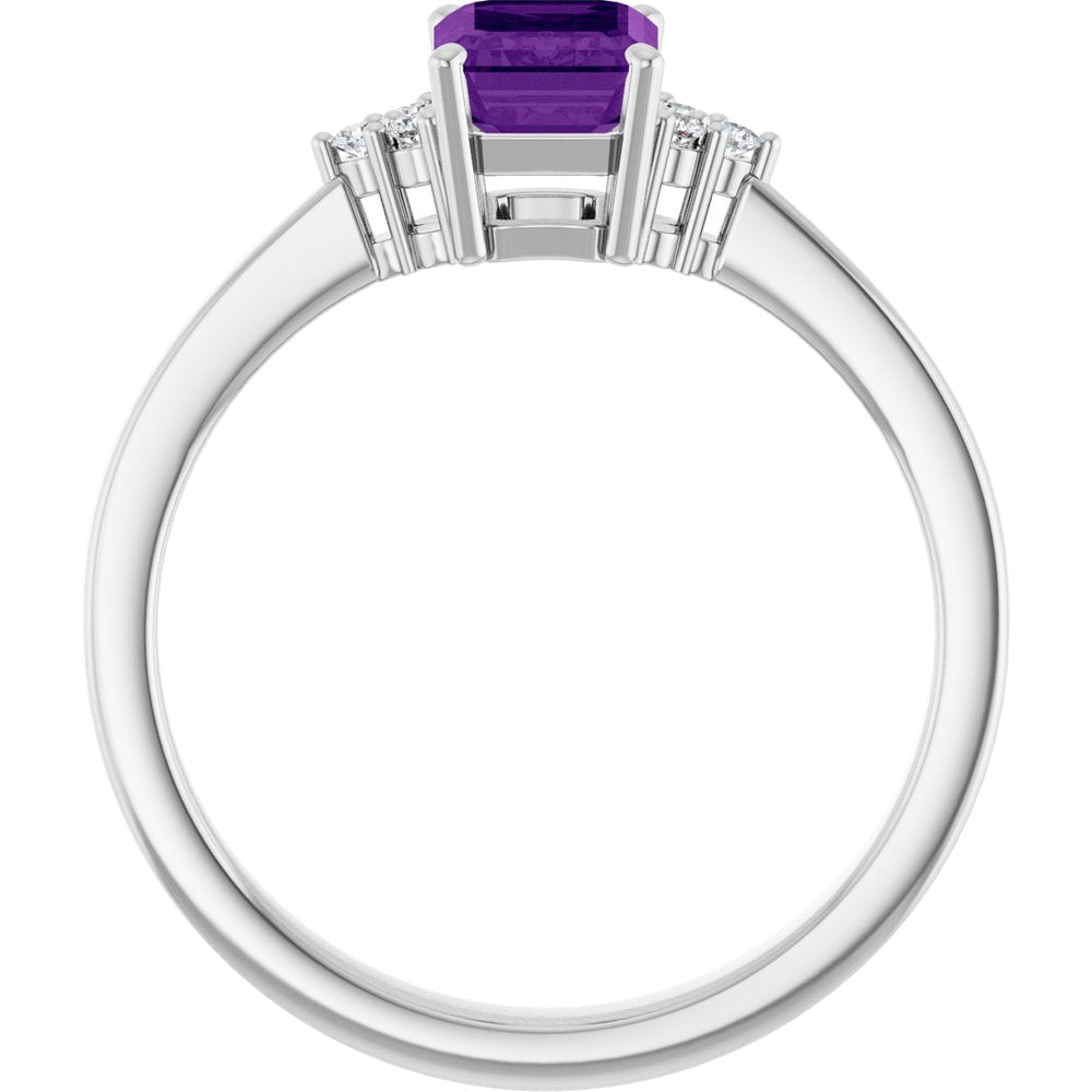 Sterling Silver Natural Amethyst and .05 CTW Lab-Grown Diamond Ring
