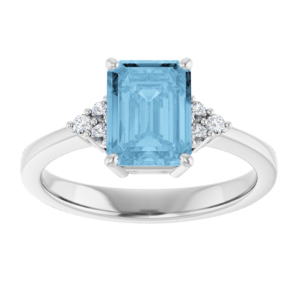 Sterling Silver Natural Sky Blue Topaz and 1/10 CTW Lab-Grown Diamond Ring