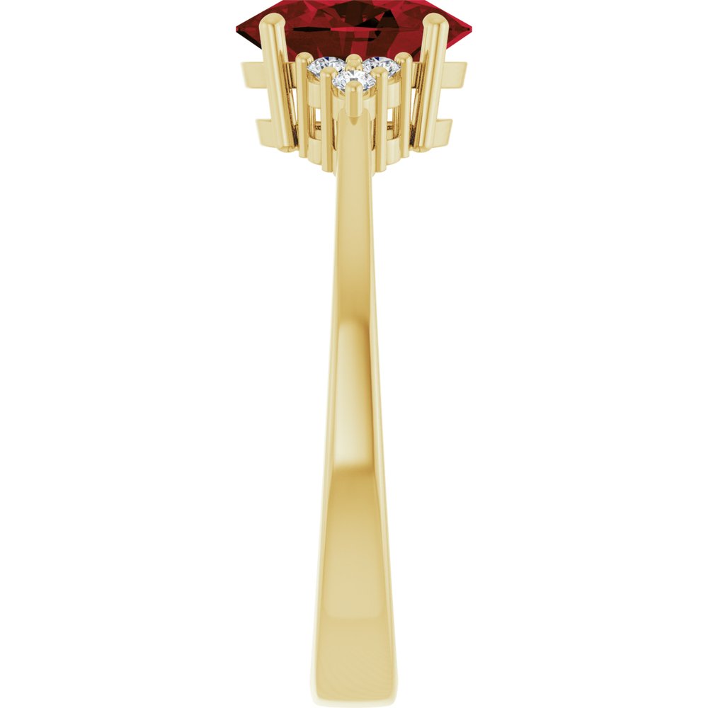 14K Yellow Gold Natural Mozambique Garnet and 1/10 CTW Lab-Grown Diamond Ring