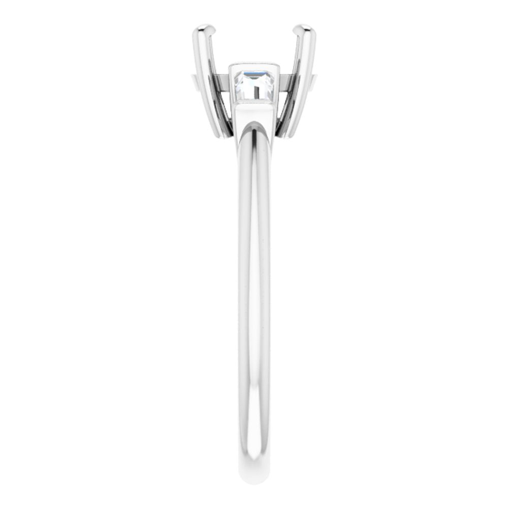 14K White 7.4 mm Round 1/5 CTW Lab-Grown Diamond Semi-Set Engagement Ring