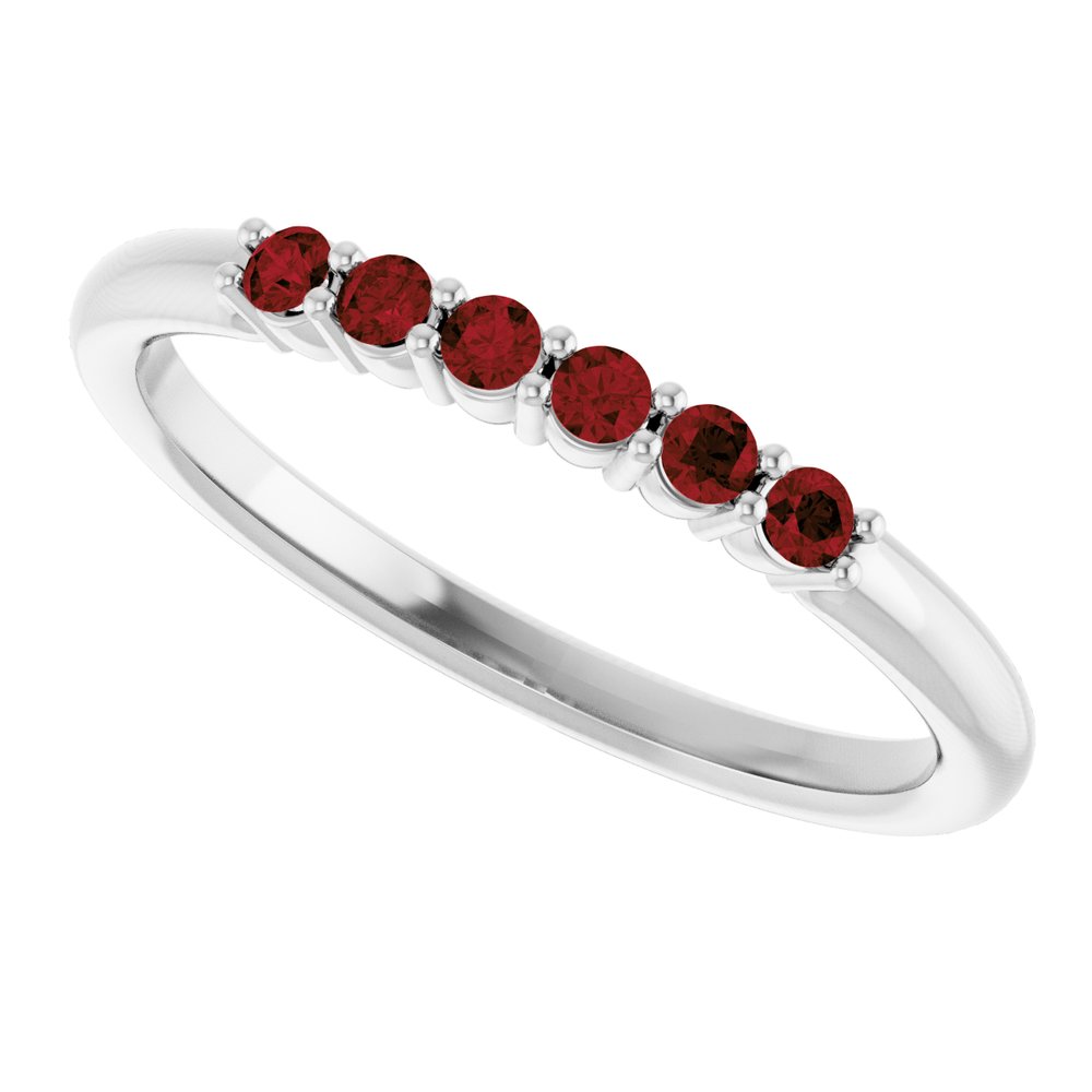 14K White Gold Natural Mozambique Garnet Stackable Ring