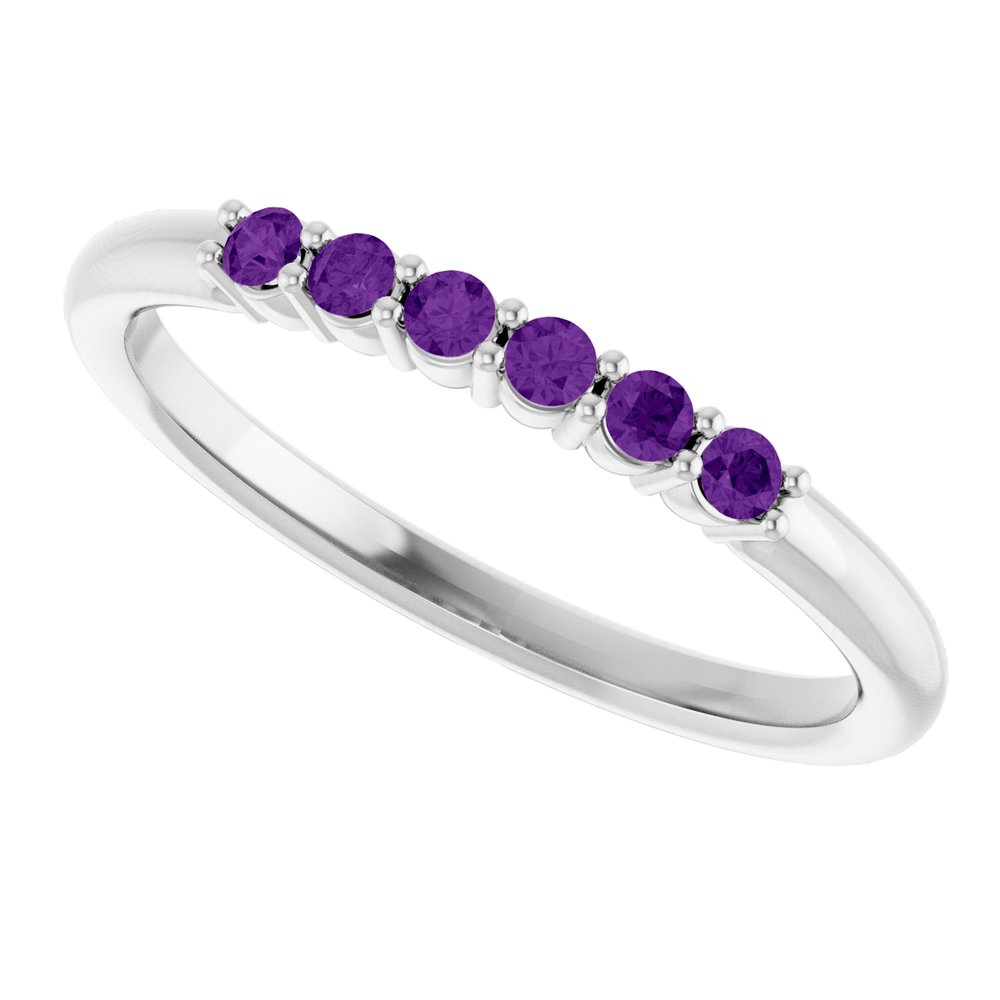 14K White Gold Natural Amethyst Stackable Ring
