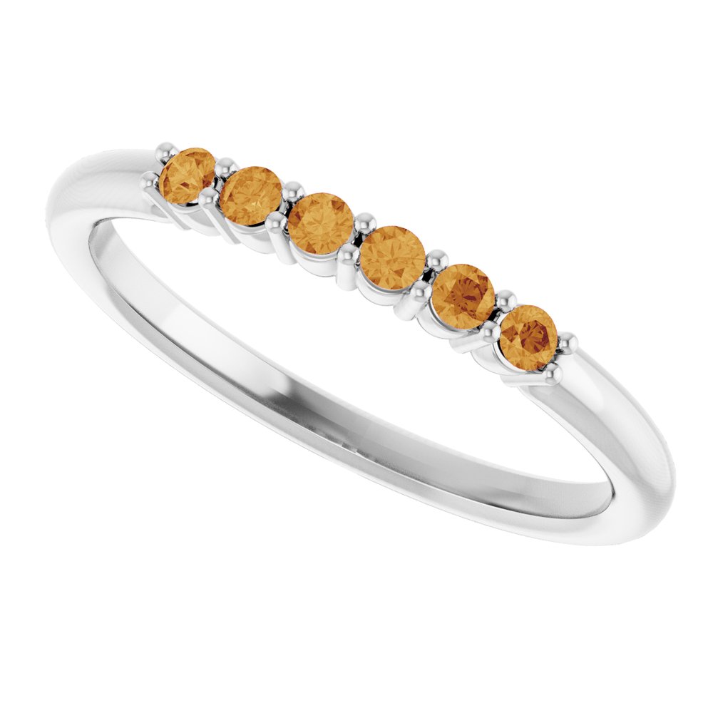 14K White Gold Natural Citrine Stackable Ring