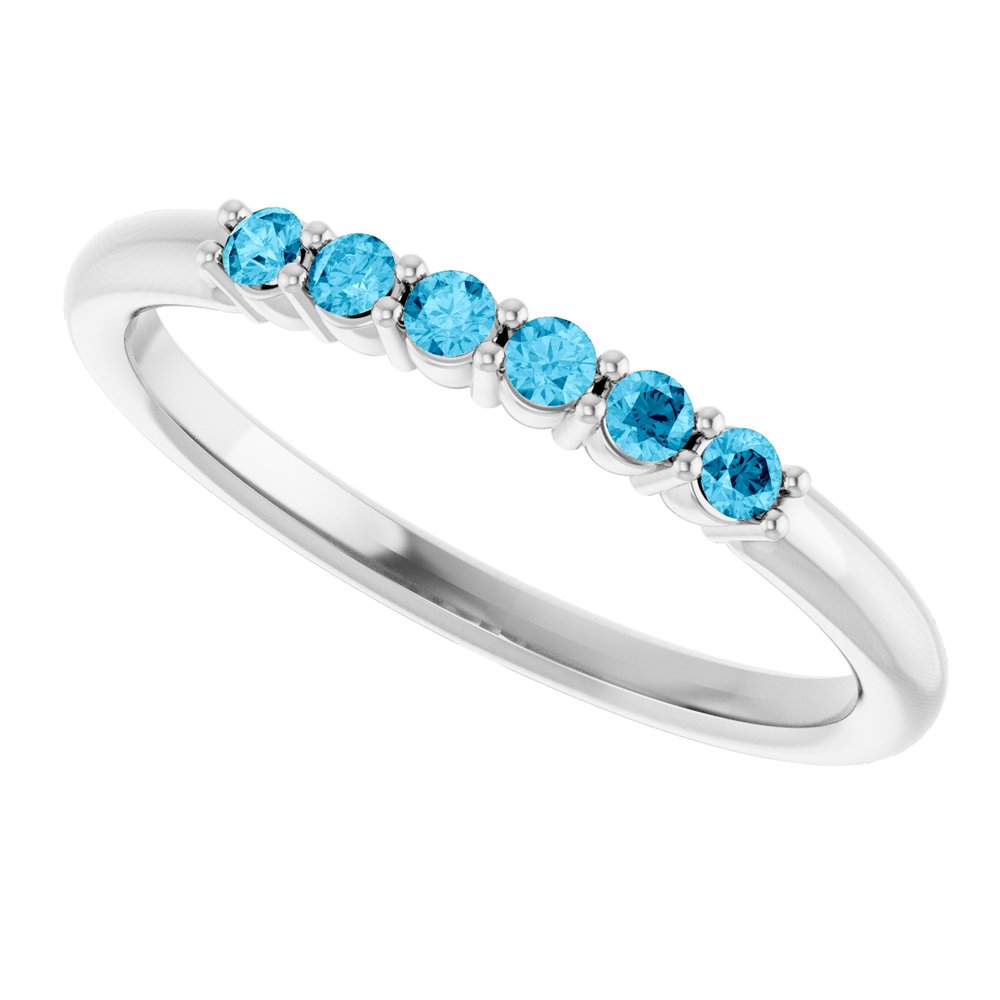 14K White Gold Natural Aquamarine Stackable Ring