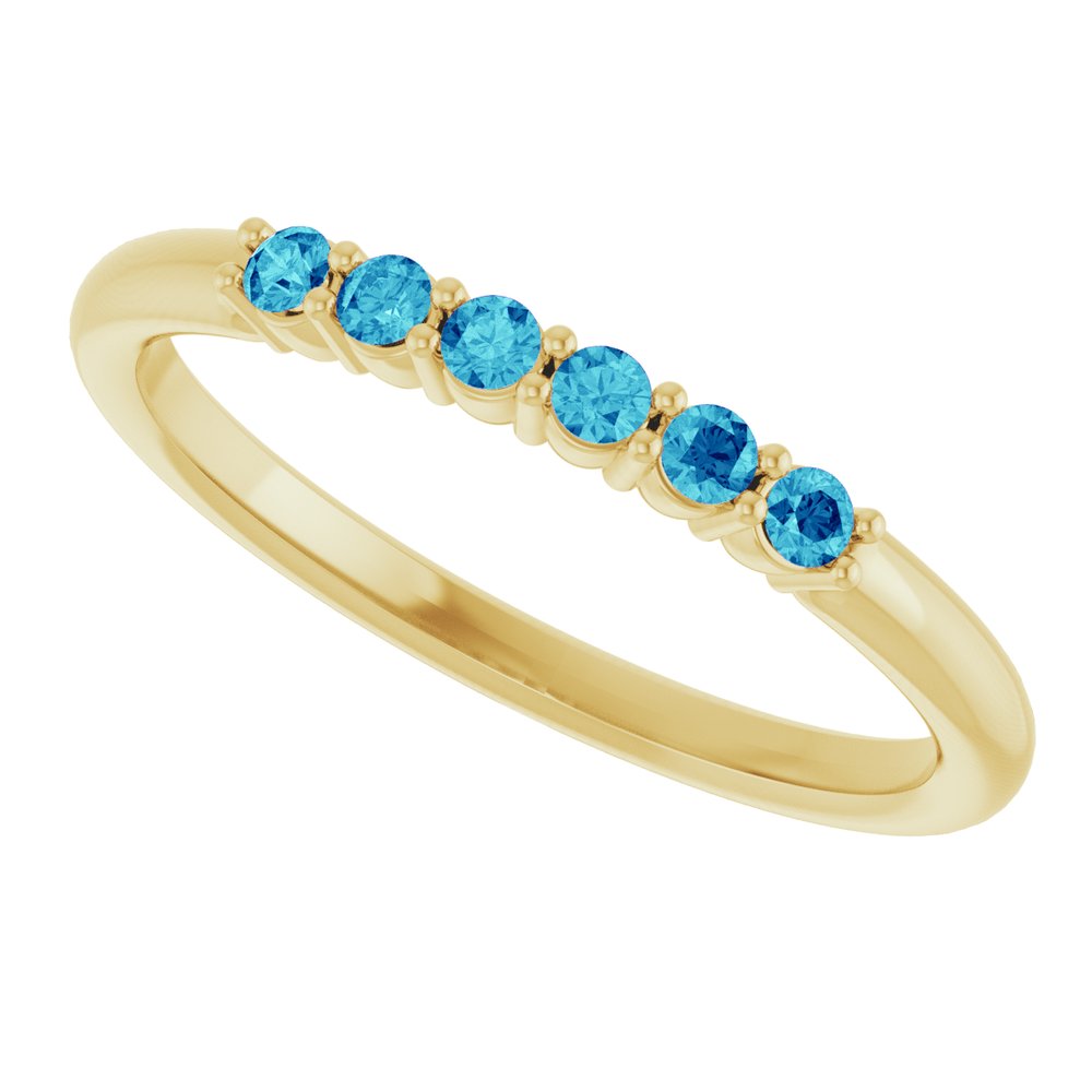 14K Yellow Gold Natural Blue Zircon Stackable Ring