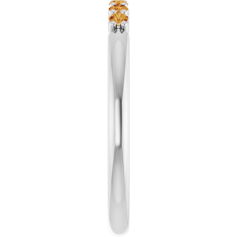 14K White Gold Natural Citrine Stackable Ring