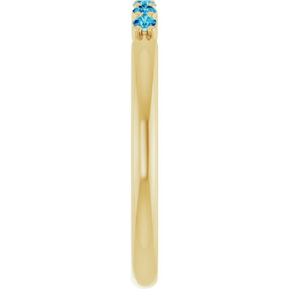 14K Yellow Gold Natural Blue Zircon Stackable Ring