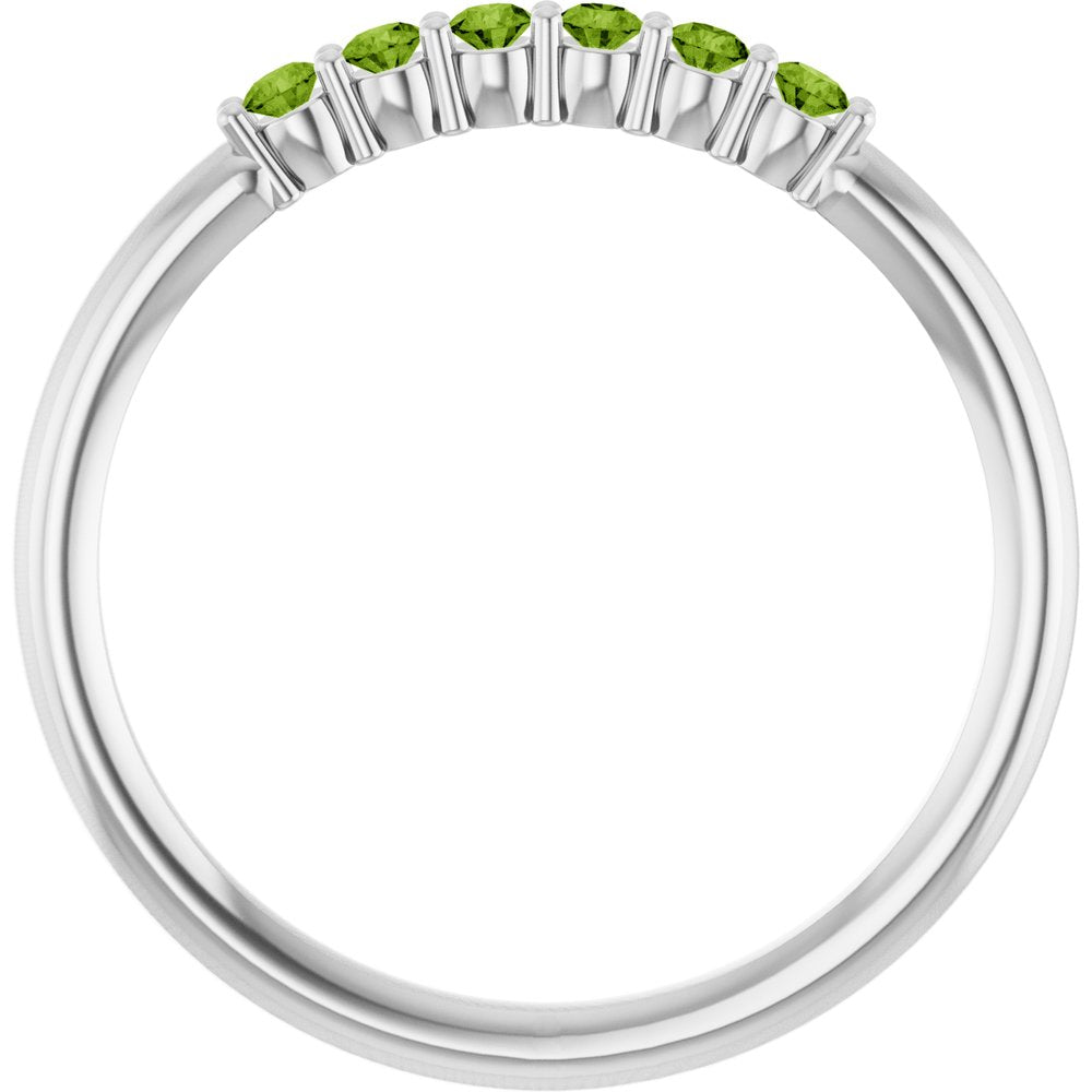 14K White Natural Peridot Stackable Ring