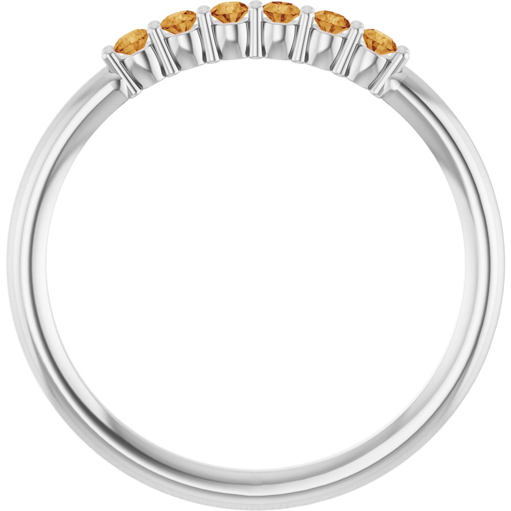 14K White Gold Natural Citrine Stackable Ring