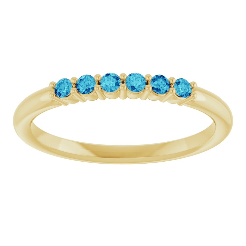 14K Yellow Gold Natural Blue Zircon Stackable Ring