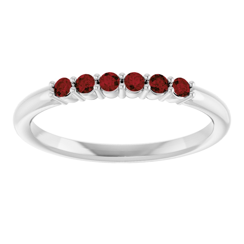 14K White Gold Natural Mozambique Garnet Stackable Ring