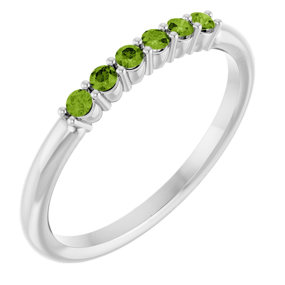 14K White Natural Peridot Stackable Ring