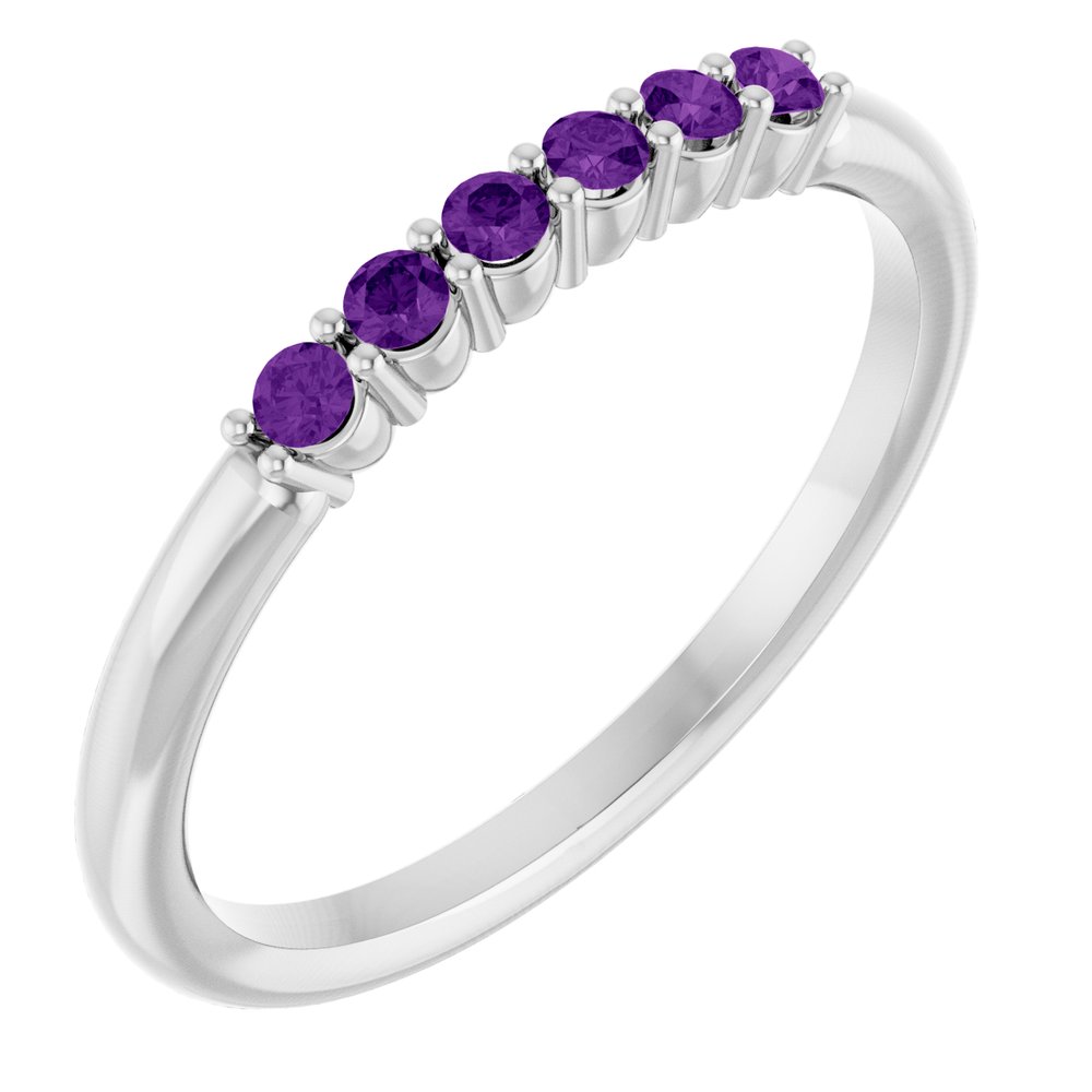 14K White Gold Natural Amethyst Stackable Ring