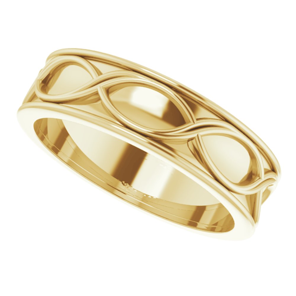 14K Yellow Gold 6.4 mm Infinity-Inspired Flat Band Size 10.5