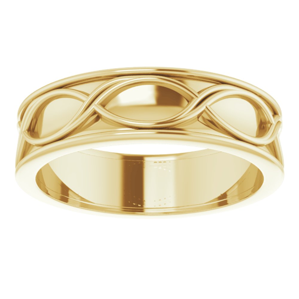 14K Yellow Gold 6.4 mm Infinity-Inspired Flat Band Size 10.5