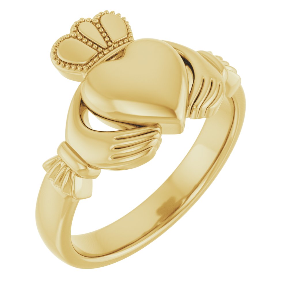 10K Yellow Gold 8.5 mm Claddagh Band Size 8