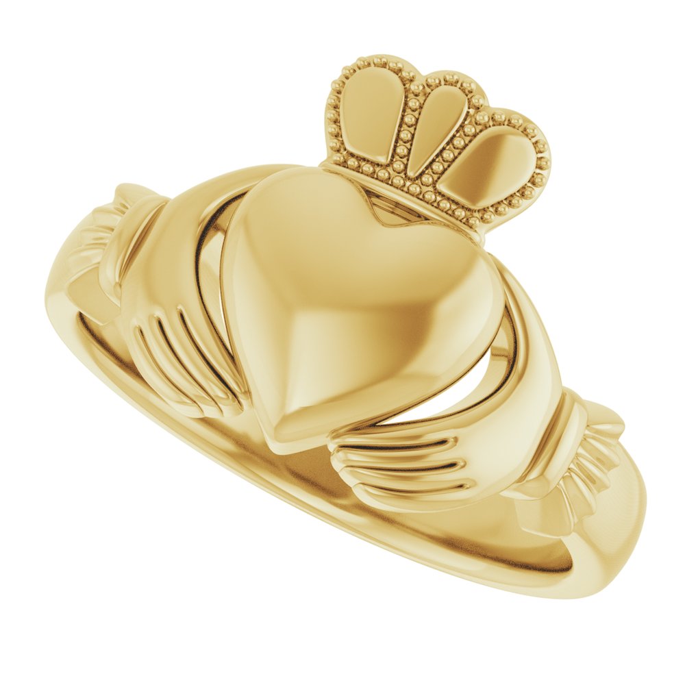 10K Yellow Gold 8.5 mm Claddagh Band Size 8