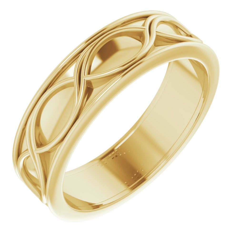 14K Yellow Gold 6.4 mm Infinity-Inspired Flat Band Size 10.5
