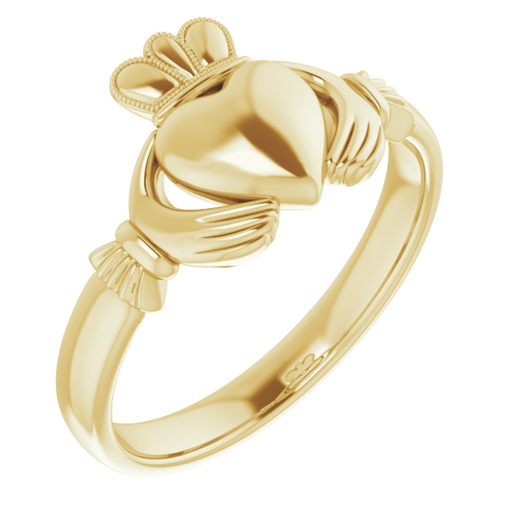 14K Yellow 8.5 mm Claddagh Band Size 12