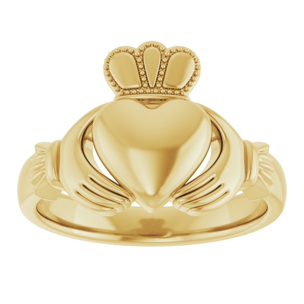 14K Yellow Gold 8.5 mm Claddagh Band Size 8