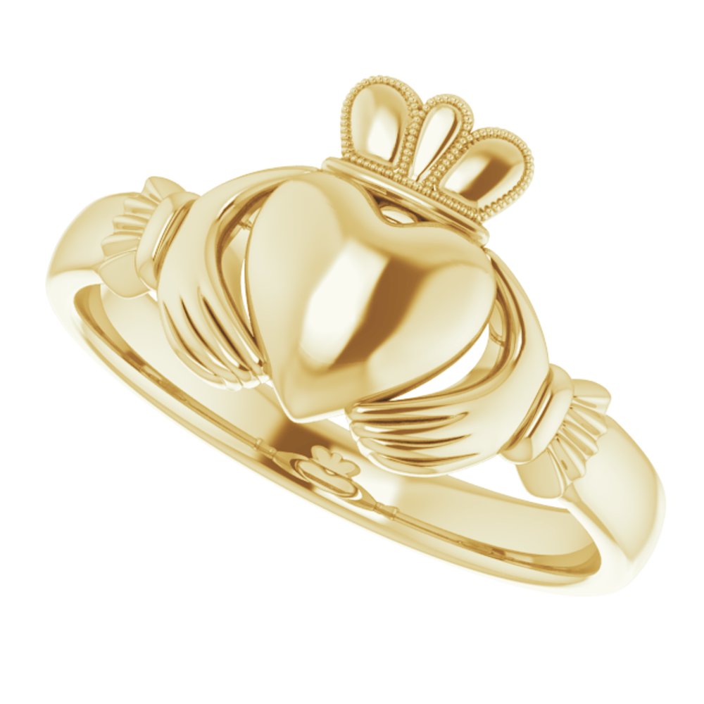 14K Yellow 8.5 mm Claddagh Band Size 12