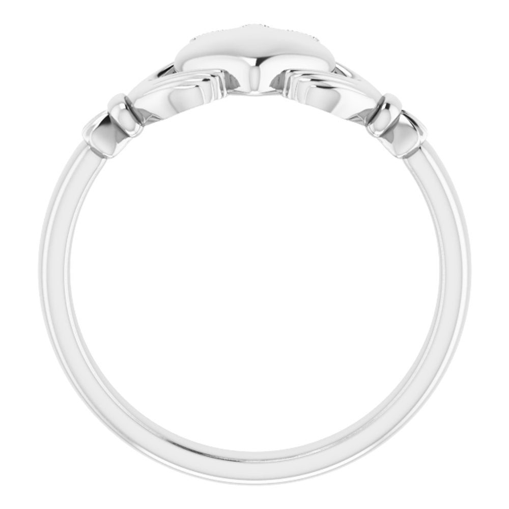 14K White 7.5 mm Claddagh Ring Size 7