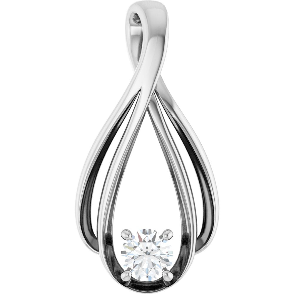 14K White 1/4 CTW Lab-Grown Diamond Teardrop Pendant