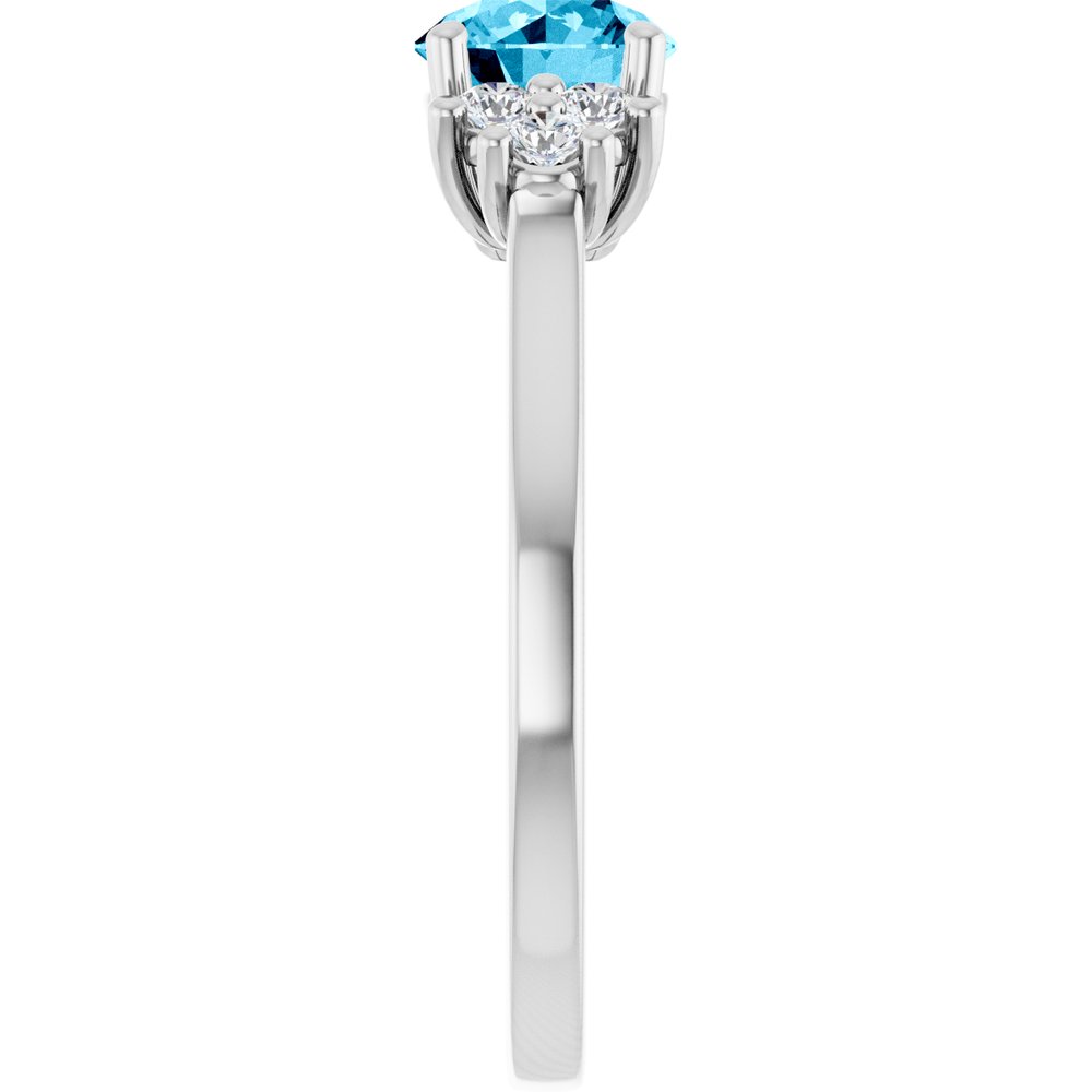 Sterling Silver Natural Aquamarine & 1/6 CTW Lab-Grown Diamond Ring