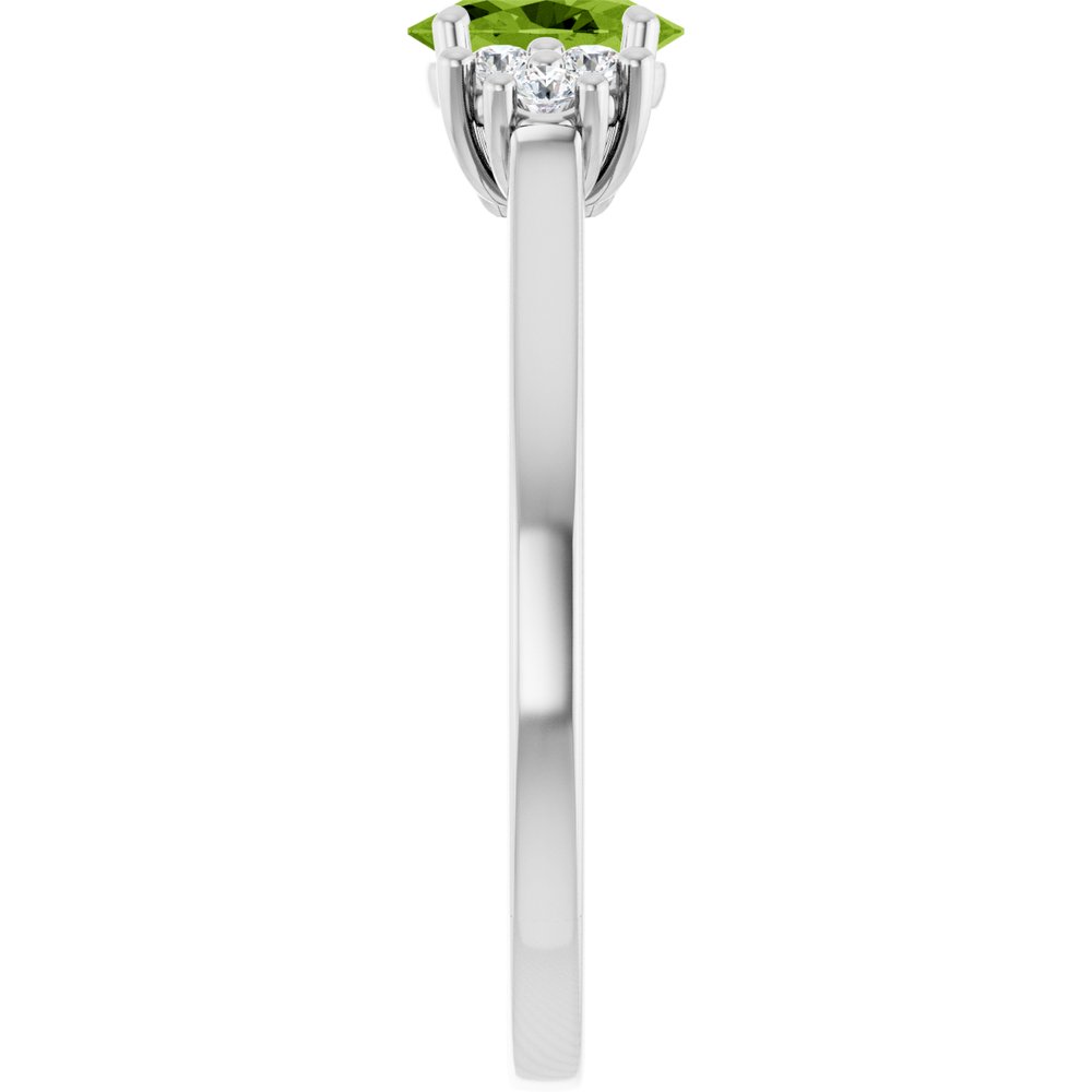 Sterling Silver Natural Peridot & 1/8 CTW Lab-Grown Diamond Ring