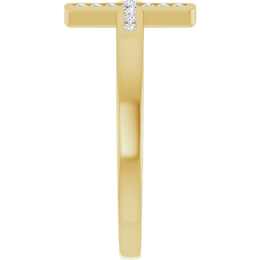 14K Yellow Gold .08 CTW Natural Diamond Sideways Cross Ring