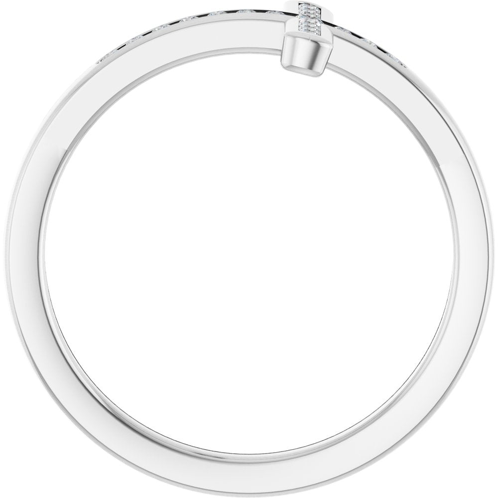 14K White Gold .08 CTW Natural Diamond Sideways Cross Ring