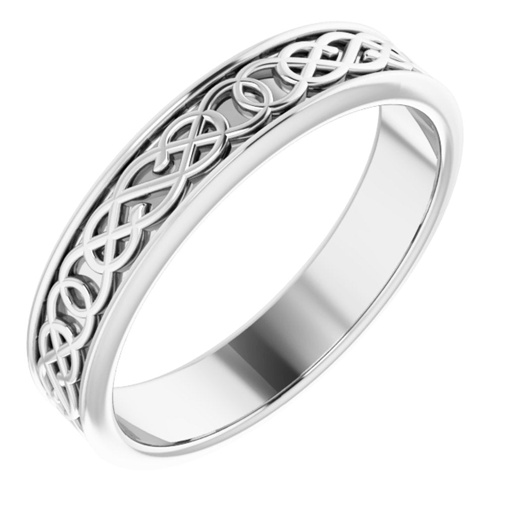 14K White 5 mm Celtic-Inspired Band Size 11.5