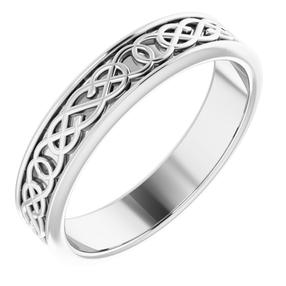 Sterling Silver 5 mm Celtic-Inspired Flat Band Size 10.5