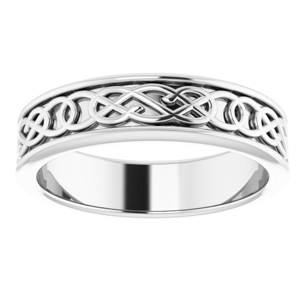 Sterling Silver 5 mm Celtic-Inspired Flat Band Size 7.5