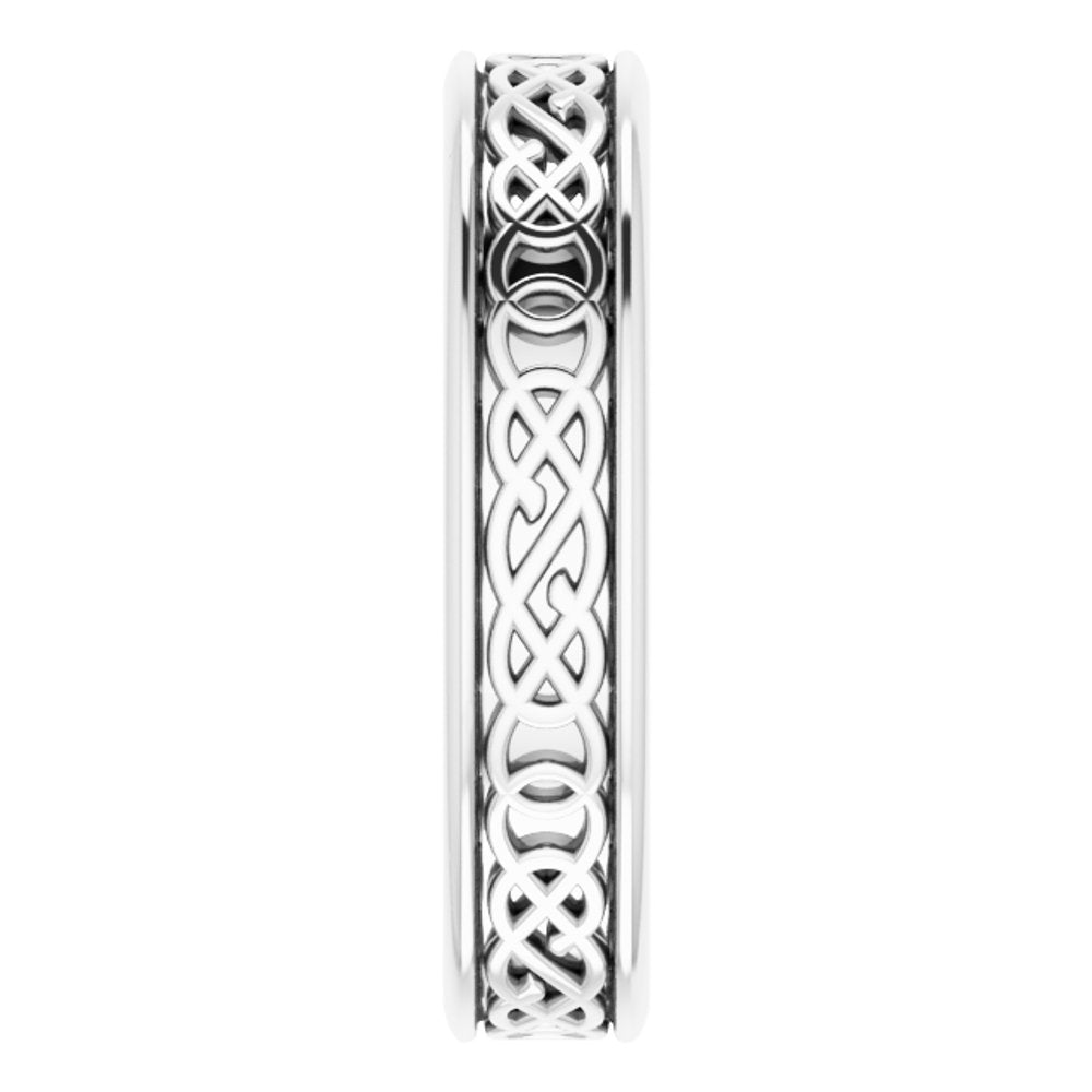 14K White 5 mm Celtic-Inspired Band Size 11.5