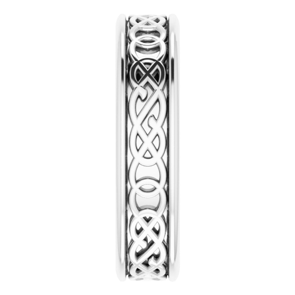 Sterling Silver 5 mm Celtic-Inspired Flat Band Size 7.5
