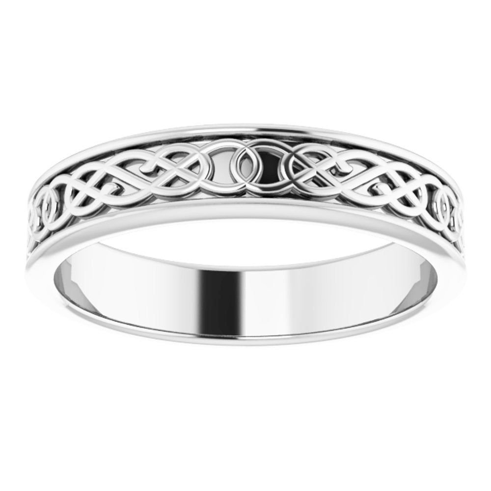 14K White 5 mm Celtic-Inspired Band Size 11.5