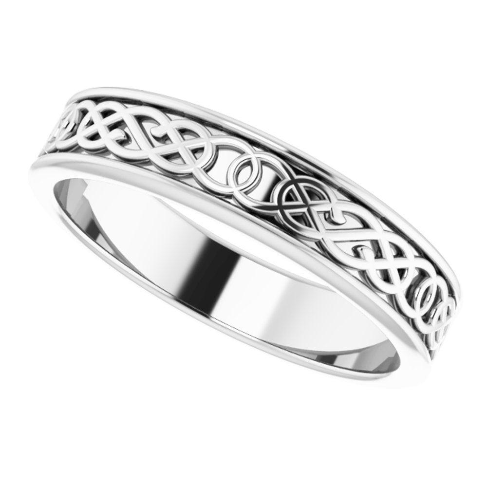 14K White Gold 5 mm Celtic-Inspired Flat Band Size 10.5