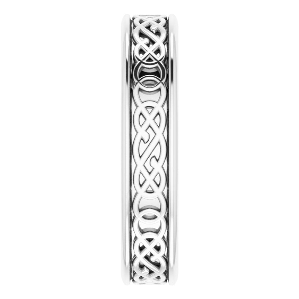 14K White Gold 5 mm Celtic-Inspired Flat Band Size 10.5