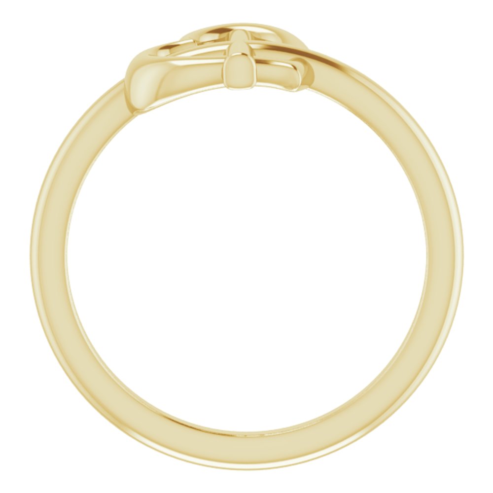 14K Yellow Gold Heart Cross Ring