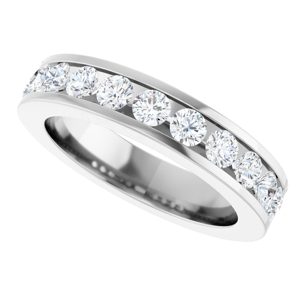 14K White 1 CTW Natural Diamond Anniversary Band Size 8