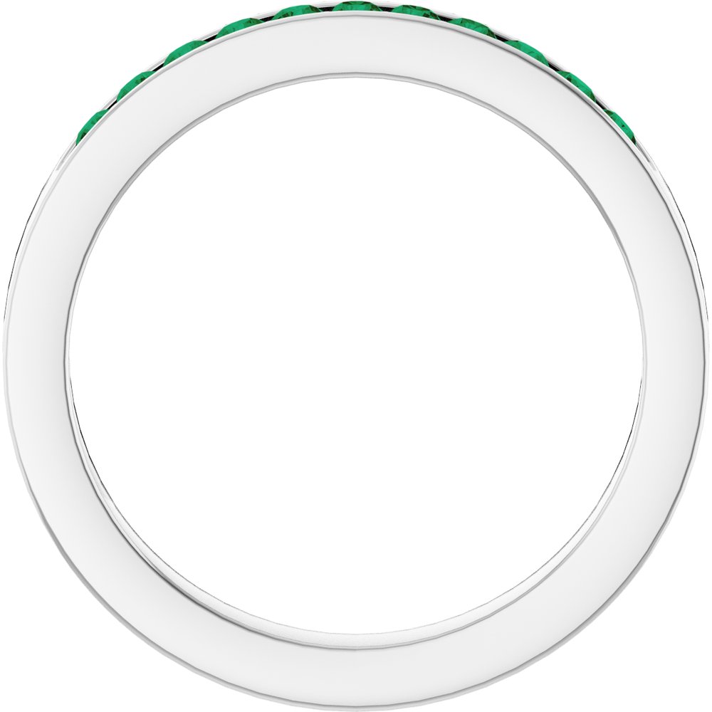 14K White Gold Natural Emerald Anniversary Band Size 7