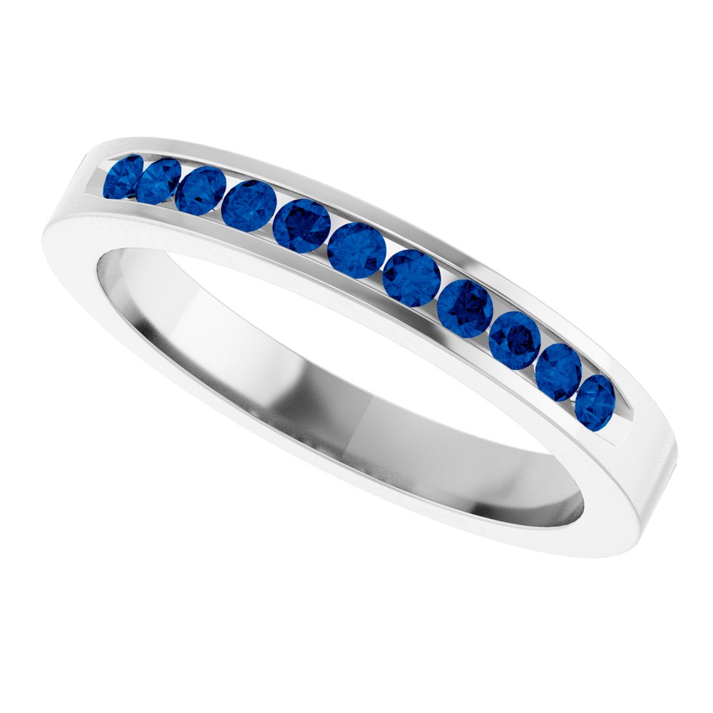 Platinum Natural Blue Sapphire Anniversary Band Size 7