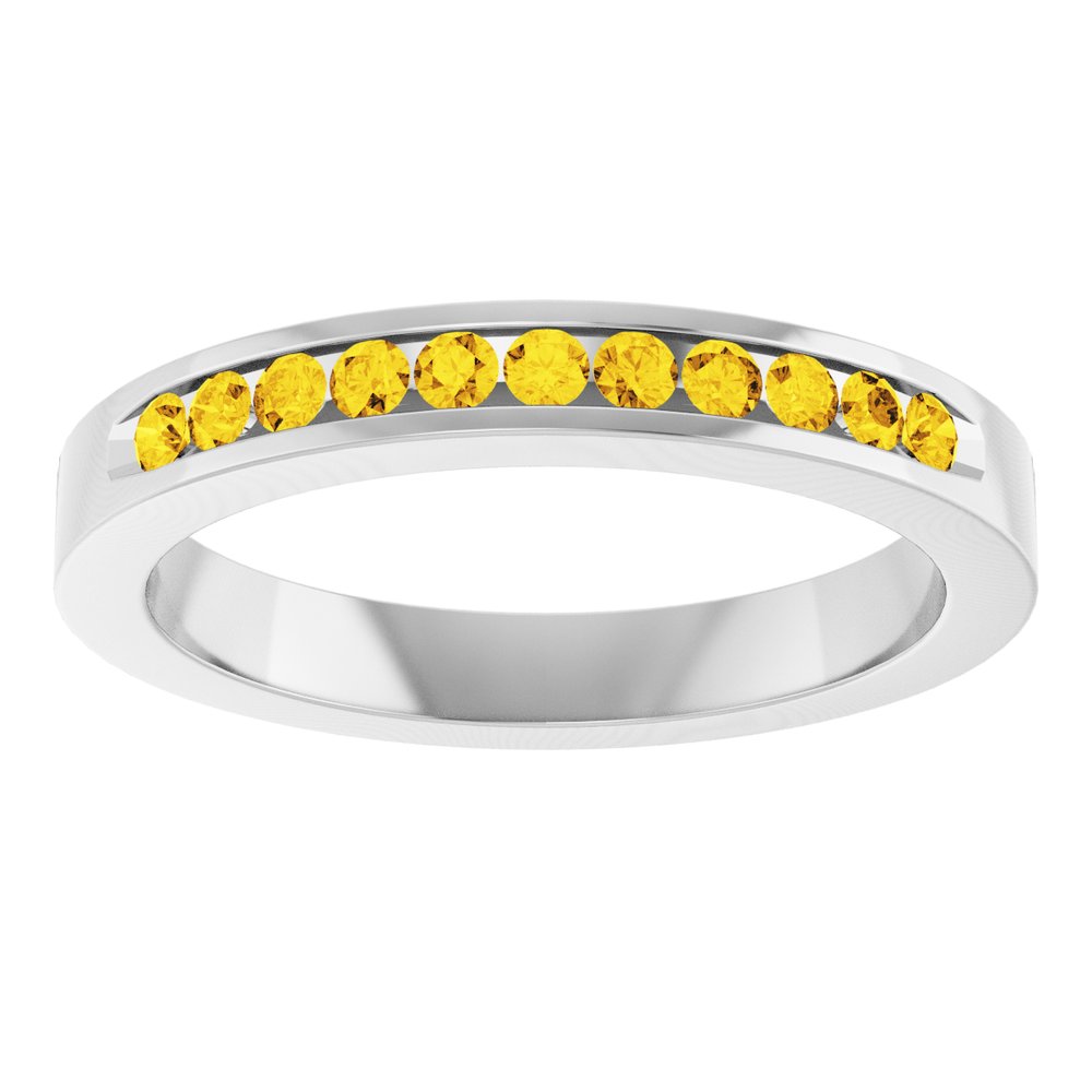 Platinum Natural Yellow Sapphire Anniversary Band Size 6